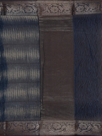 Blue Abstract Designed Chanderi Cotton Saree - Diadem