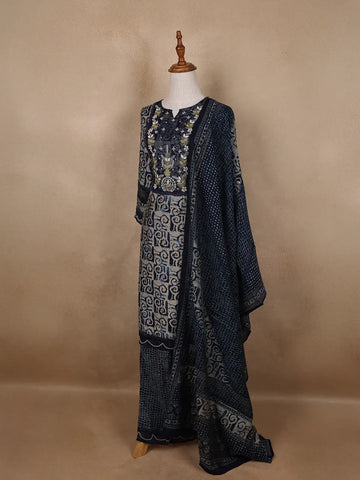 Blue Abstract Designed Cotton Salwar Suit - Diadem