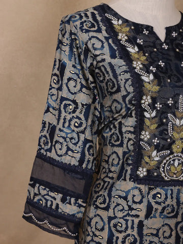 Blue Abstract Designed Cotton Salwar Suit - Diadem