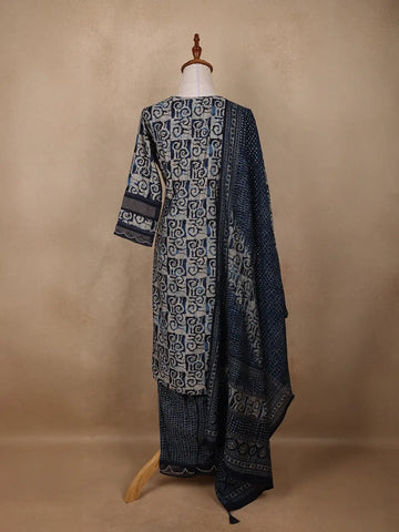 Blue Abstract Designed Cotton Salwar Suit - Diadem