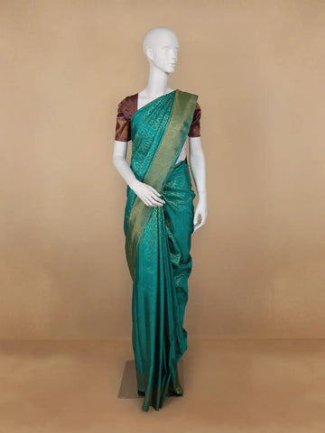 Blue Abstract Woven Pure Kanchipuram Silk Saree - Diadem