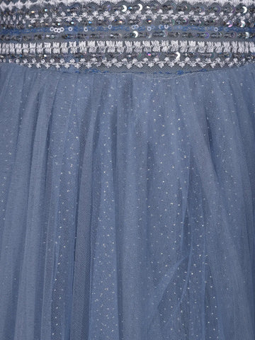 Blue Beaded Design Net Party Wear Gown - Diadem