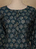 Blue Floral Design Printed Rayon Kuti - Diadem