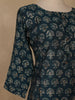 Blue Floral Design Printed Rayon Kuti - Diadem