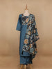 Blue Floral Designed Cotton Salwar Suit - Diadem