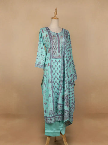 Blue Floral Designed Cotton Salwar Suit - Diadem