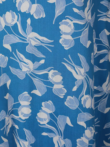 Blue Floral Designed Cotton Salwar Suit - Diadem