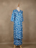 Blue Floral Designed Cotton Salwar Suit - Diadem