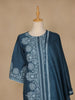 Blue Floral Designed Cotton Straight Cut Salwar Suit - Diadem