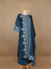 Blue Floral Designed Cotton Straight Cut Salwar Suit - Diadem