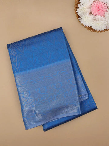 Blue Floral Designed Fancy Art Silk Saree - Diadem
