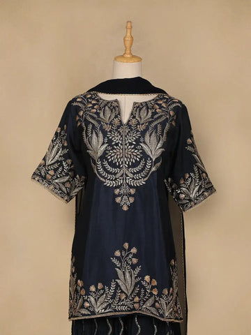 Blue Floral Designed Georgette Palazzo Salwar Suit - Diadem