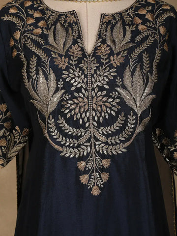 Blue Floral Designed Georgette Palazzo Salwar Suit - Diadem