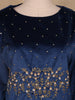 Blue Floral Designed Velvet Co Ord Salwar Suit - Diadem
