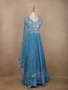 Blue Floral Embroidered Crepe Bridesmaids Lehenga - Diadem