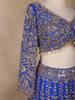 Blue Floral Embroidery Bridal Net Lehenga - Diadem