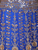 Blue Floral Embroidery Bridal Net Lehenga - Diadem