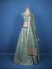 Blue Floral Mirror Designed Banarasi Silk Lehenga for Bridesmaid - Diadem