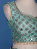 Blue Floral Mirror Designed Banarasi Silk Lehenga for Bridesmaid - Diadem