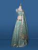 Blue Floral Mirror Designed Banarasi Silk Lehenga for Bridesmaid - Diadem