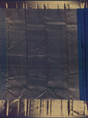 Blue Floral Woven Pure Kanchipuram Silk Saree - Diadem