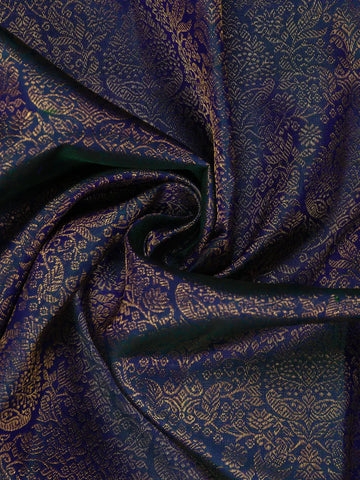 Blue Floral Woven Pure Kanchipuram Silk Saree - Diadem
