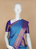 Blue Floral Woven Pure Kanchipuram Silk Saree - Diadem