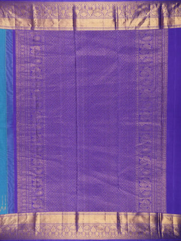 Blue Floral Woven Pure Kanchipuram Silk Saree - Diadem