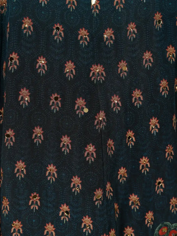 Blue Ombre and Floral Designed Semi Silk Salwar Suit - Diadem
