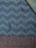 Blue Semi Tussar Silk Chevron Designed Saree - Diadem