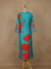 Blue Sequins Design Printed Cotton Kurti - Diadem