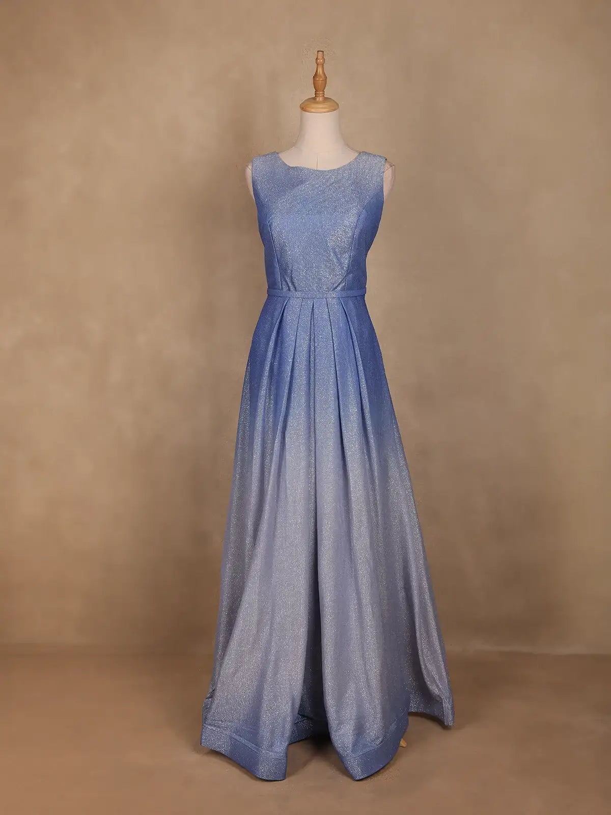 Blue Shimmer Solid And Glitter Party Wear Gown - Diadem