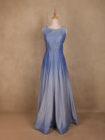 Blue Shimmer Solid And Glitter Party Wear Gown - Diadem