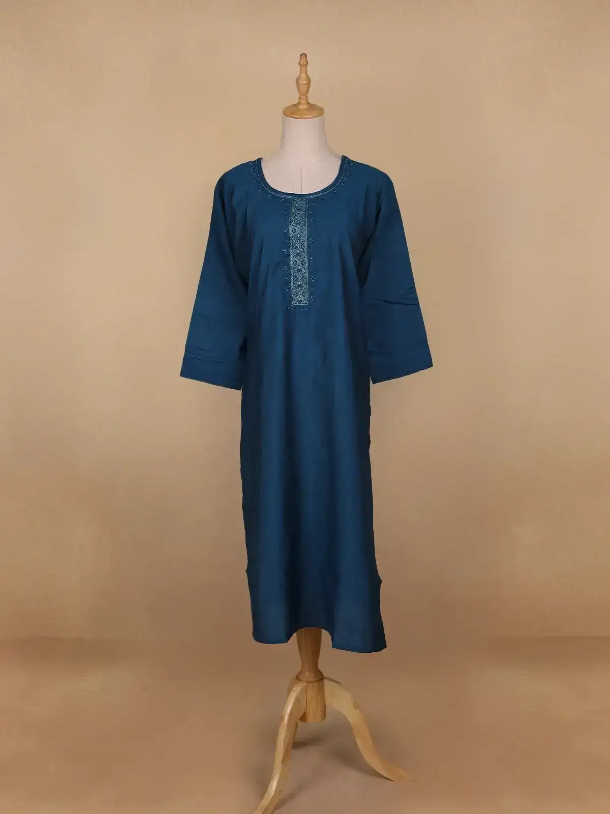 Blue Solid Casual Cotton Kurti - Diadem