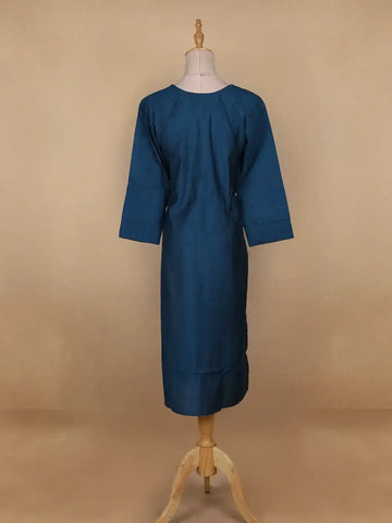 Blue Solid Casual Cotton Kurti - Diadem