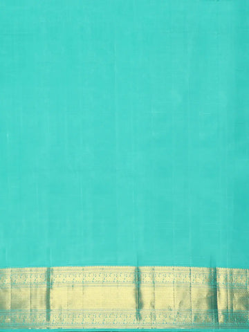 Blue Stripes And Floral Woven Pure Kanchipuram Silk Saree - Diadem