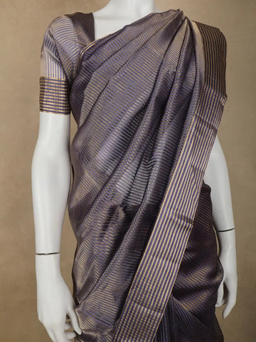 Blue Stripes Designed Organza Designer Saree - Diadem