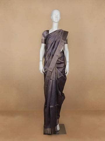 Blue Stripes Designed Organza Designer Saree - Diadem