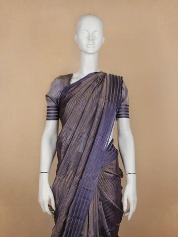 Blue Stripes Designed Organza Designer Saree - Diadem