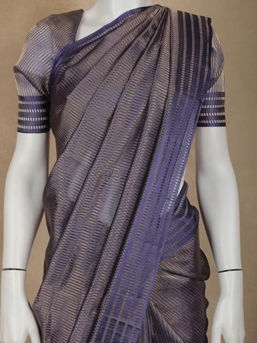 Blue Stripes Designed Organza Designer Saree - Diadem