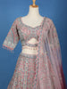 Blush Pink Floral Embroidered Net Lehenga for Brides - Diadem
