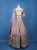 Blush Pink Floral Embroidered Net Lehenga for Brides - Diadem