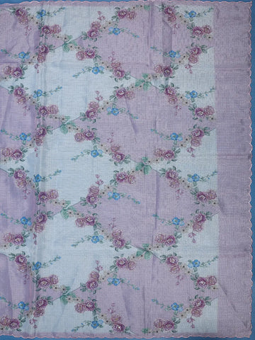 Blush Pink Floral Printed Kota Cotton Saree - Diadem