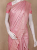 Blush Pink Leaf Motif Woven Banarasi Silk Saree With Sequin Embellished Border