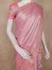 Blush Pink Leaf Motif Woven Banarasi Silk Saree With Sequin Embellished Border