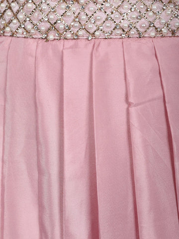 Blush Pink Mirror with Sequin Embellishments Georgette Skirt Top - Diadem