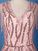 Blush Pink Sequin Embellished Net Gown with Beaded Tassel Sleeves - Diadem