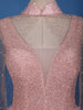 Blush Pink Sequins Designed Net Gown with Pearl Cape Sleeves - Diadem