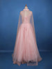 Blush Pink Sequins Designed Net Gown with Pearl Cape Sleeves - Diadem