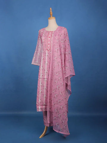 Blush Pink Floral Printed Cotton Salwar Suit Set - Diadem
